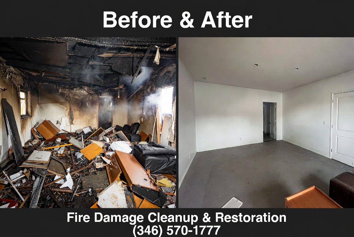 Before and after fire damage restoration by Fire Damage Cleanup & Restoration